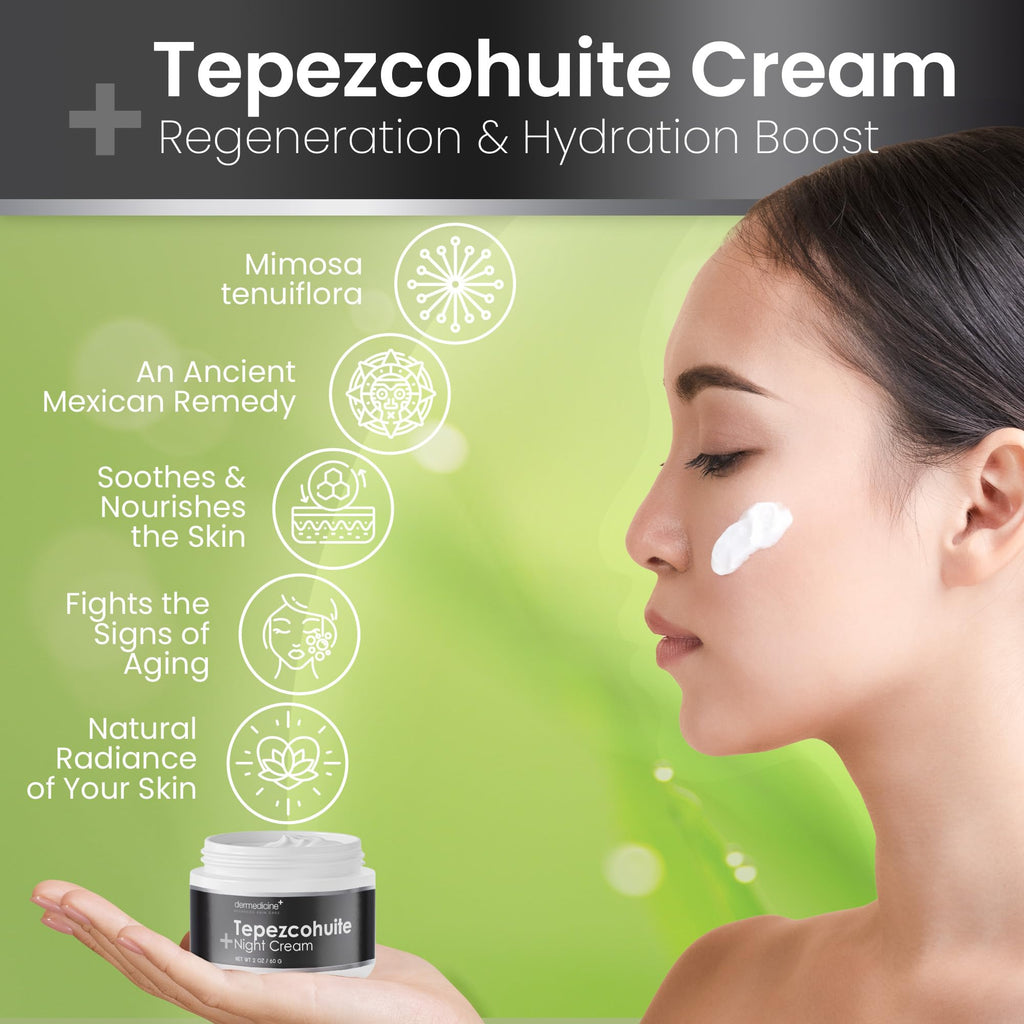 Dermedicine Tepezcohuite Cream Original – Night Cream with Mexican Tepezcohuite, 4oz