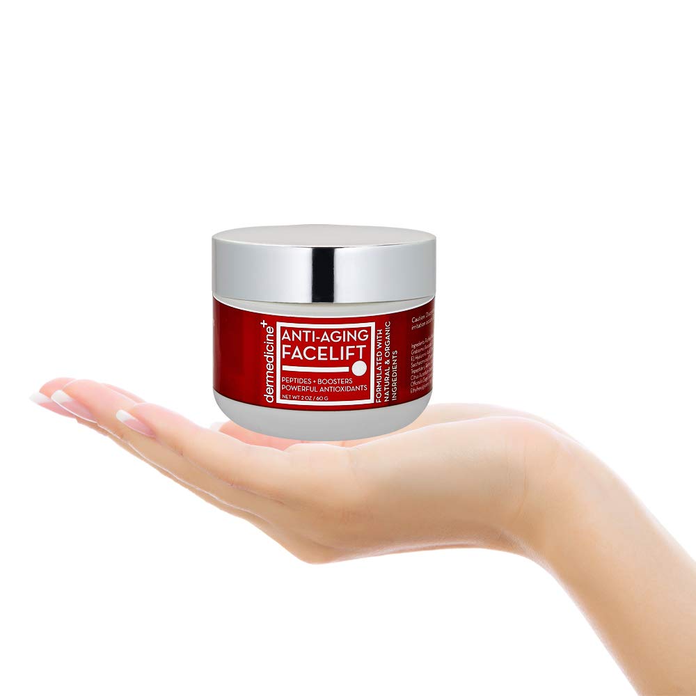 Dermedicine Natural Anti-Aging Facelift Cream – Retinol, Peptides, Hyaluronic Acid