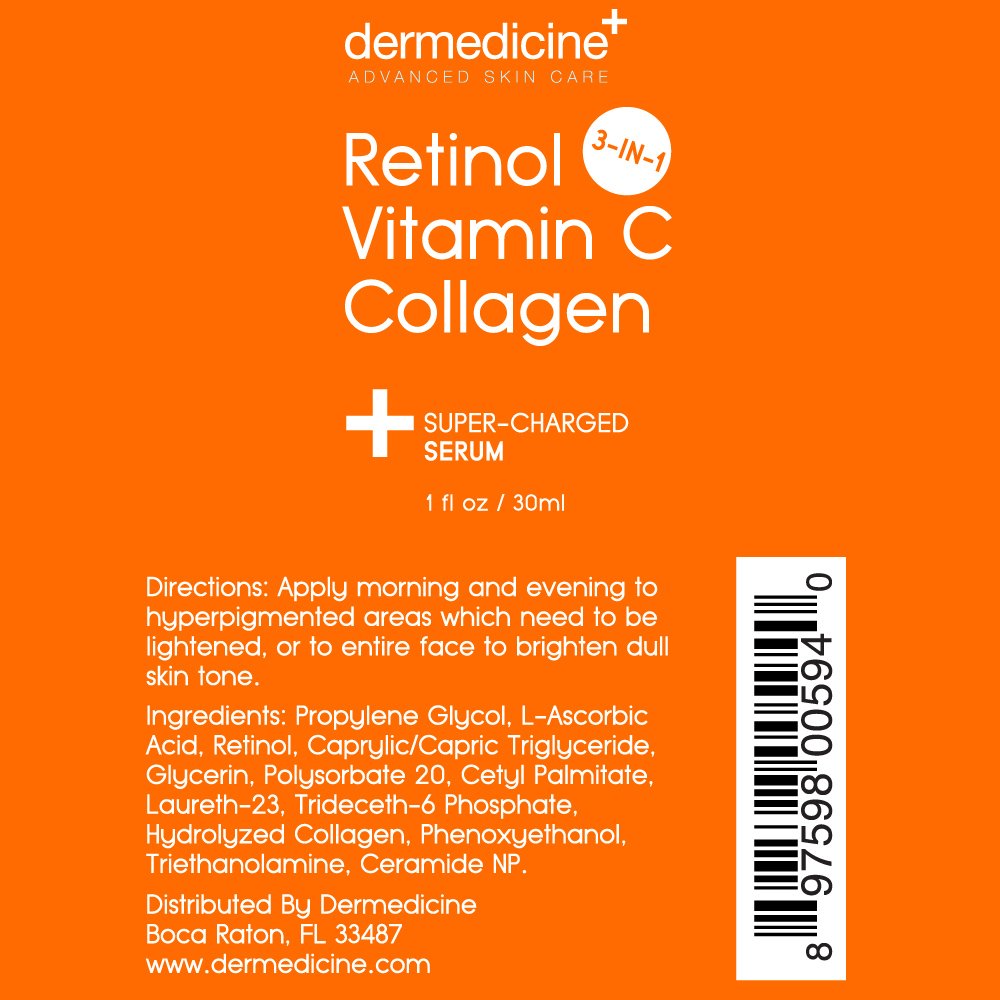 Dermedicine Retinol Vitamin C Collagen Serum – Anti-Aging Face Serum | 1 fl oz