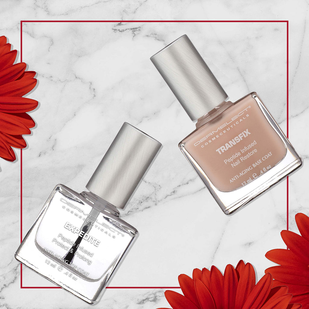 Dermelect Natural Nail Repair Kit for Damaged Nails – Peptide-Infused Base & Top Coats