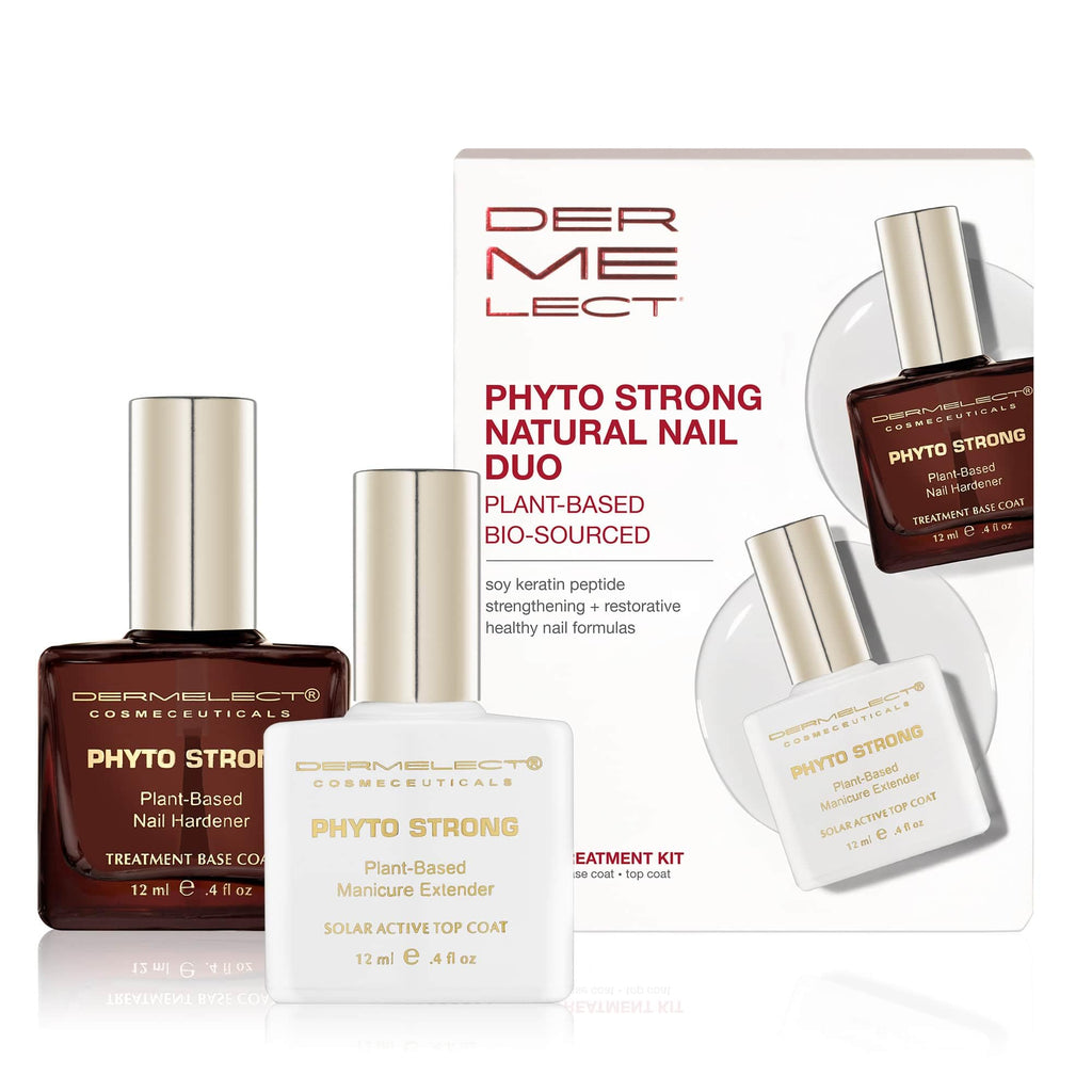 Dermelect Phyto Strong Nail Duo – Plant-Based Base & Top Coat for Stronger Nails | Vegan & Non-Toxic