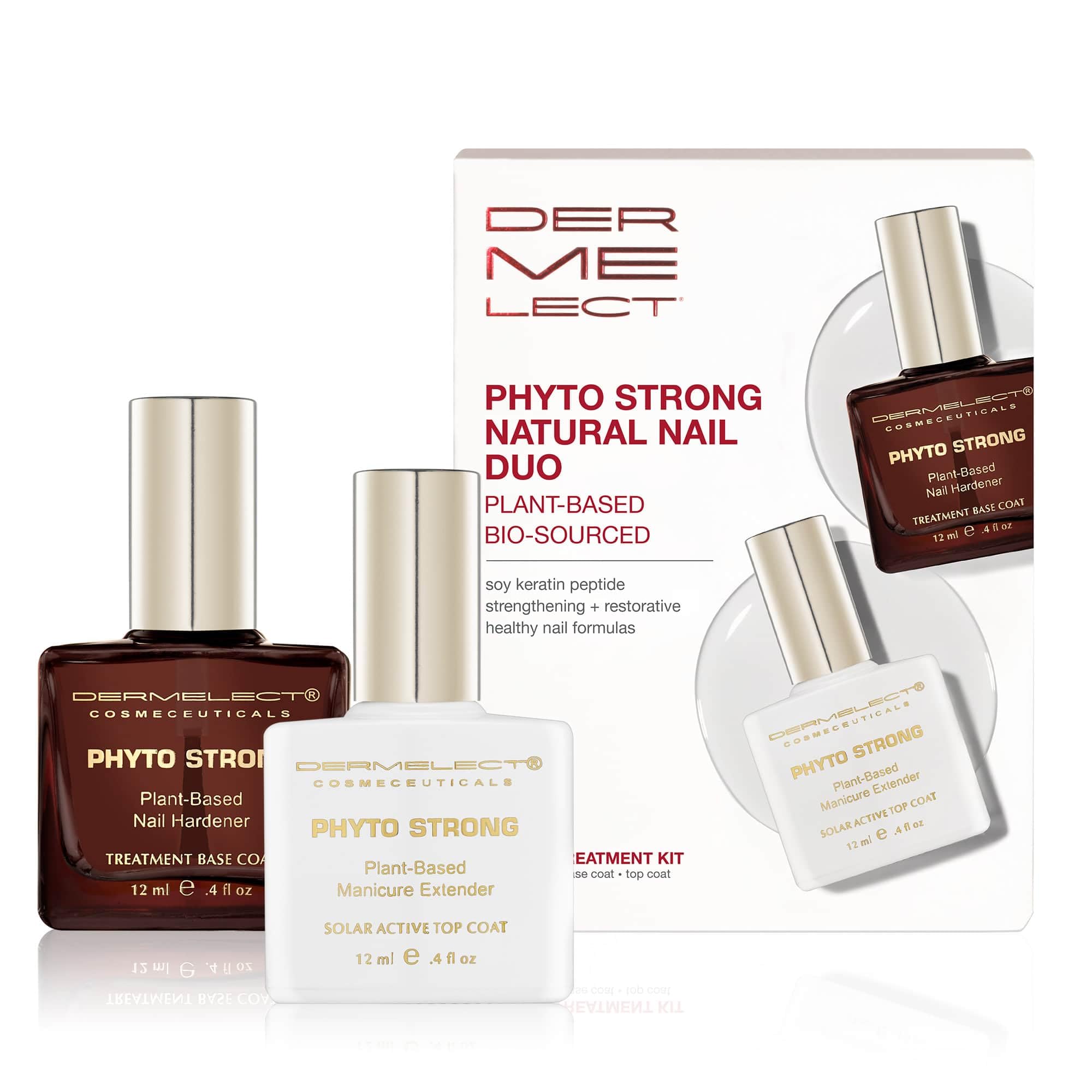 Dermelect Phyto Strong Nail Duo – Plant-Based Base & Top Coat for Stronger Nails | Vegan & Non-Toxic
