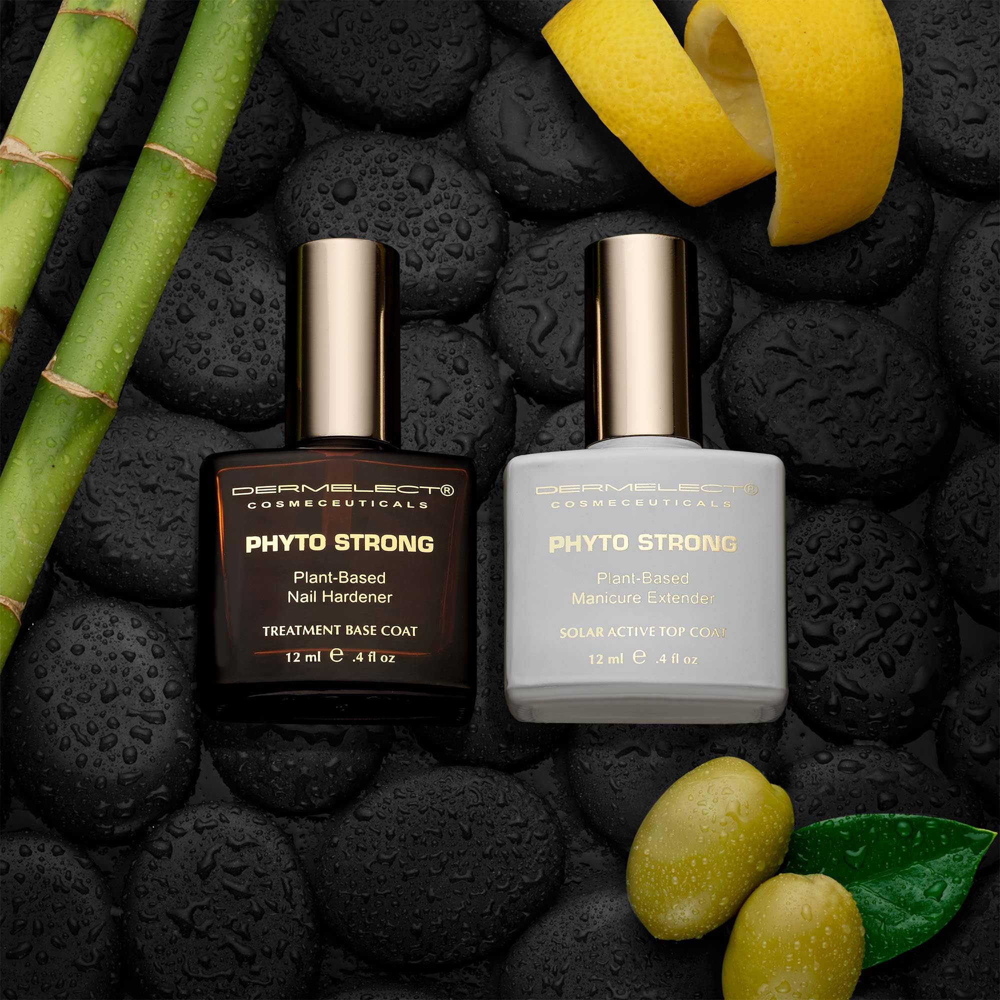 Dermelect Phyto Strong Nail Duo – Plant-Based Base & Top Coat for Stronger Nails | Vegan & Non-Toxic