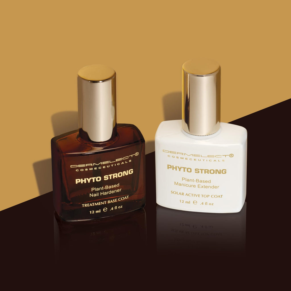 Dermelect Phyto Strong Nail Duo – Plant-Based Base & Top Coat for Stronger Nails | Vegan & Non-Toxic