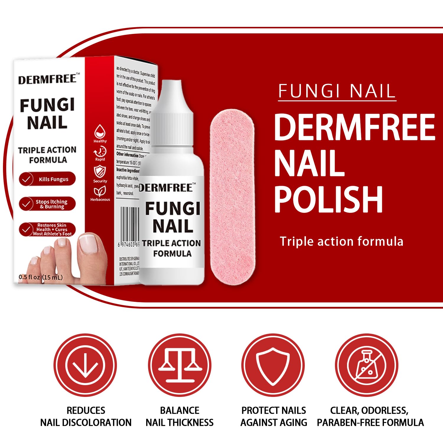 DERMFREE Fungi Nail Treatment Extra Strength for Thick and Discolored Nails | Toenail Renewal Serum