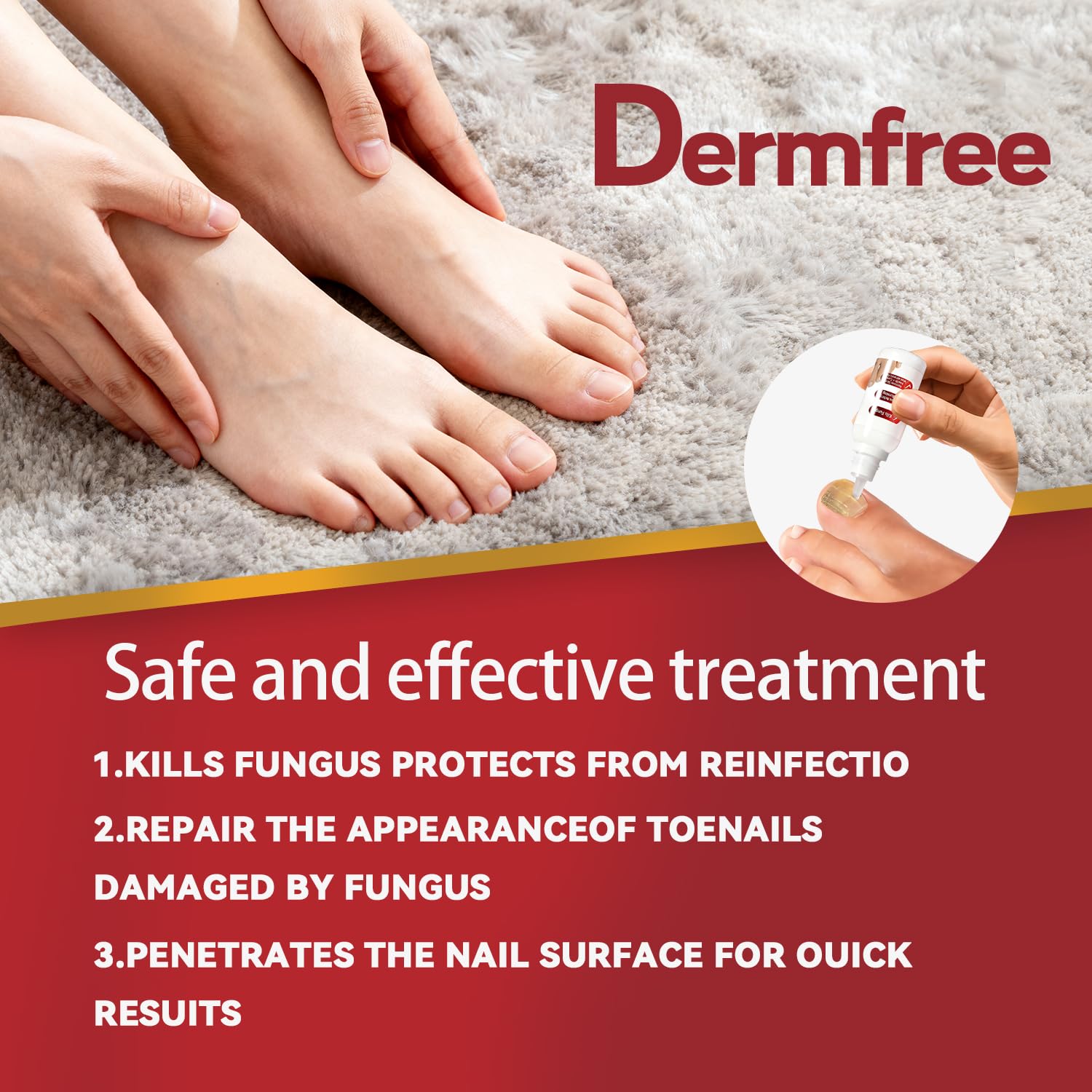DERMFREE Fungi Nail Treatment Extra Strength for Thick and Discolored Nails | Toenail Renewal Serum