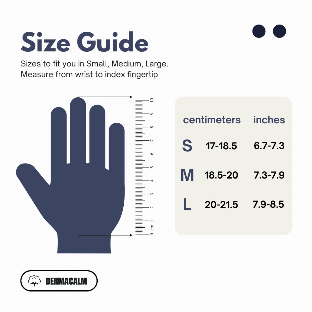 DermaCalm Organic Cotton Eczema Gloves – Nighttime Anti-Scratch Mittens with Adjustable Strap (S/M/L) Navy