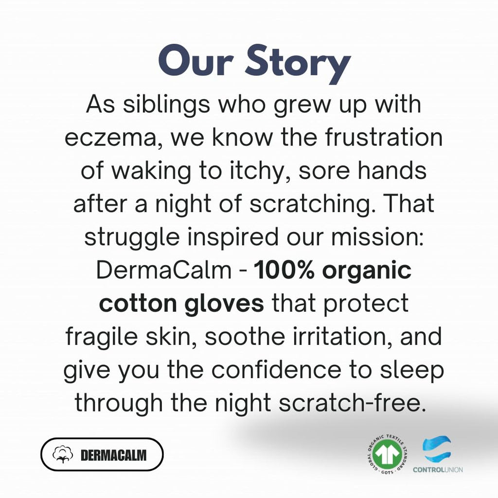 DermaCalm Organic Cotton Eczema Gloves – Nighttime Anti-Scratch Mittens with Adjustable Strap (S/M/L) Navy
