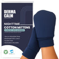 DermaCalm Organic Cotton Eczema Gloves – Nighttime Anti-Scratch Mittens with Adjustable Strap (S/M/L) Navy