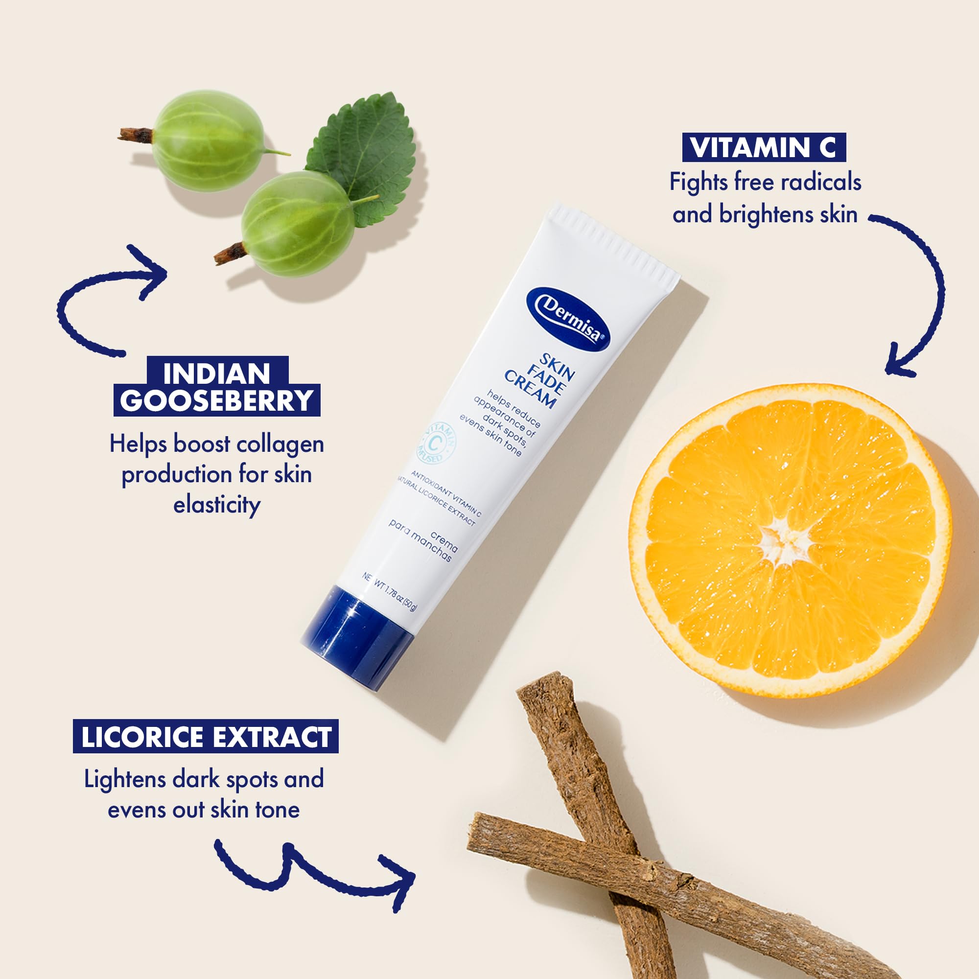 Dermisa Skin Fade Cream with Vitamin C – Brighten Dark Spots & Even Tone (1.78 oz, Pack of 3)