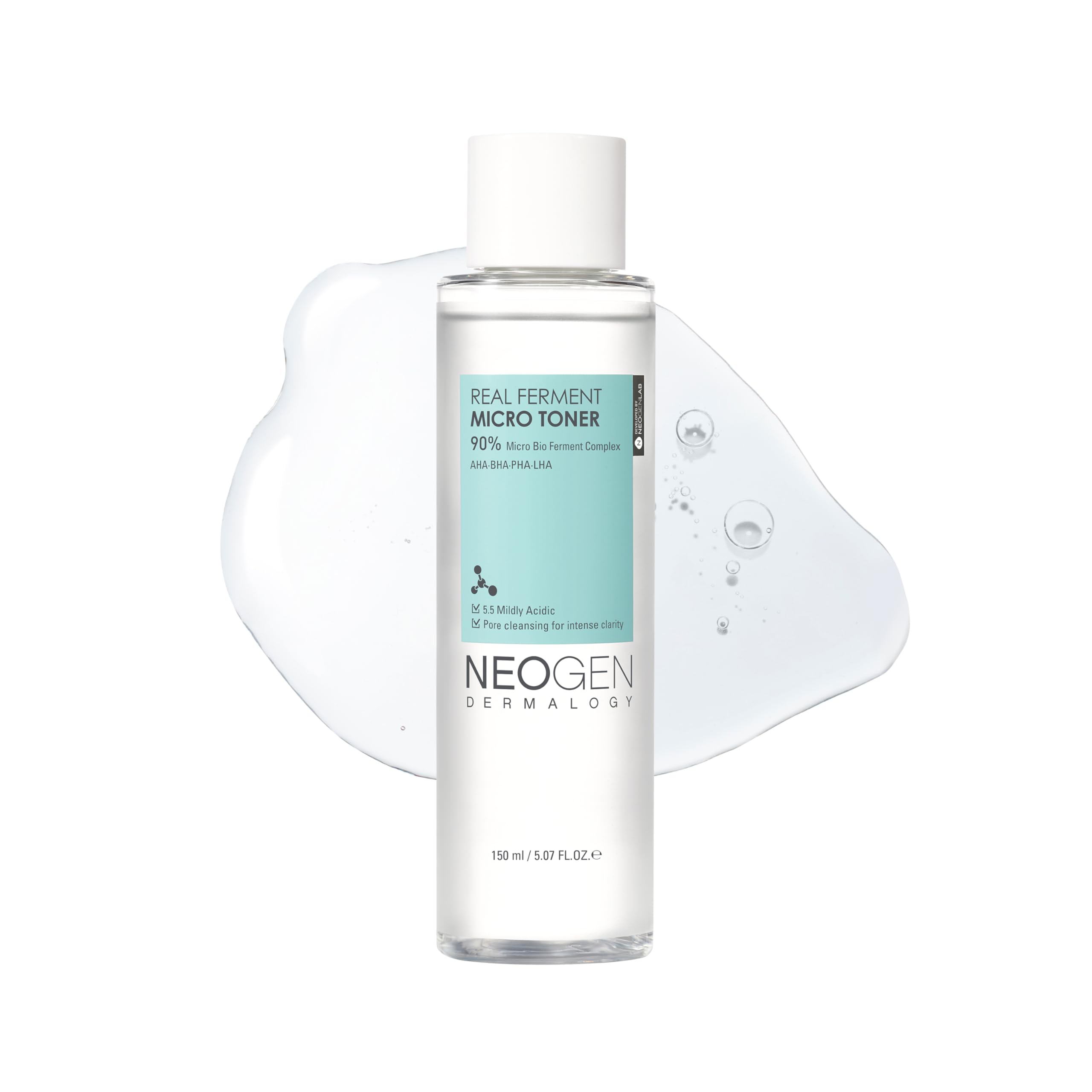 [K-Beauty] Neogen Dermalogy Real Ferment Micro Toner | Gentle Face Toner with Triple Hyaluronic Acid & AHA, BHA, PHA, LHA Gentle Exfoliation 5.07 fl oz