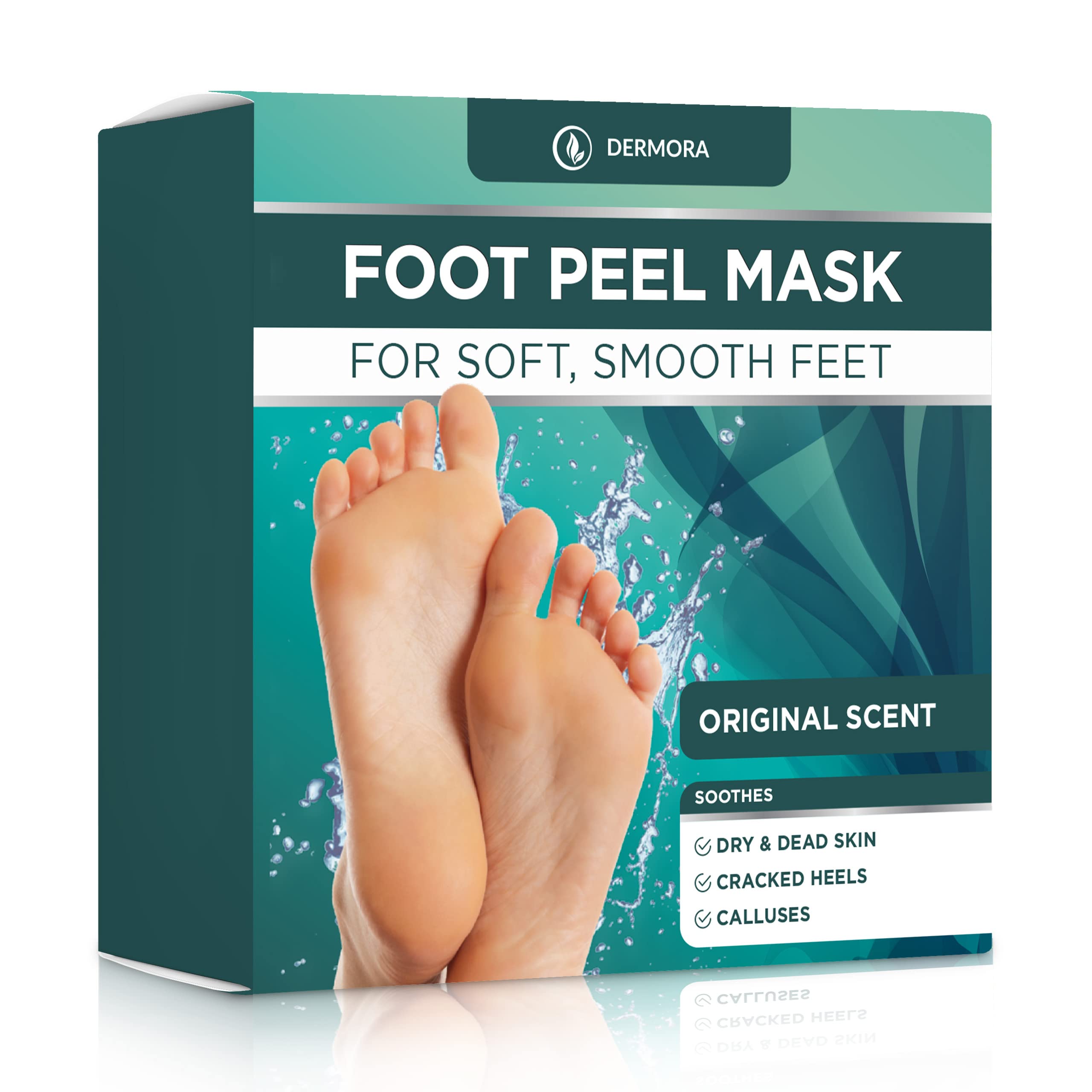 DERMORA Foot Peel Mask – Exfoliating Foot Masks for Dry, Cracked Feet & Callus Removal | Pack of 2 | Regular Size
