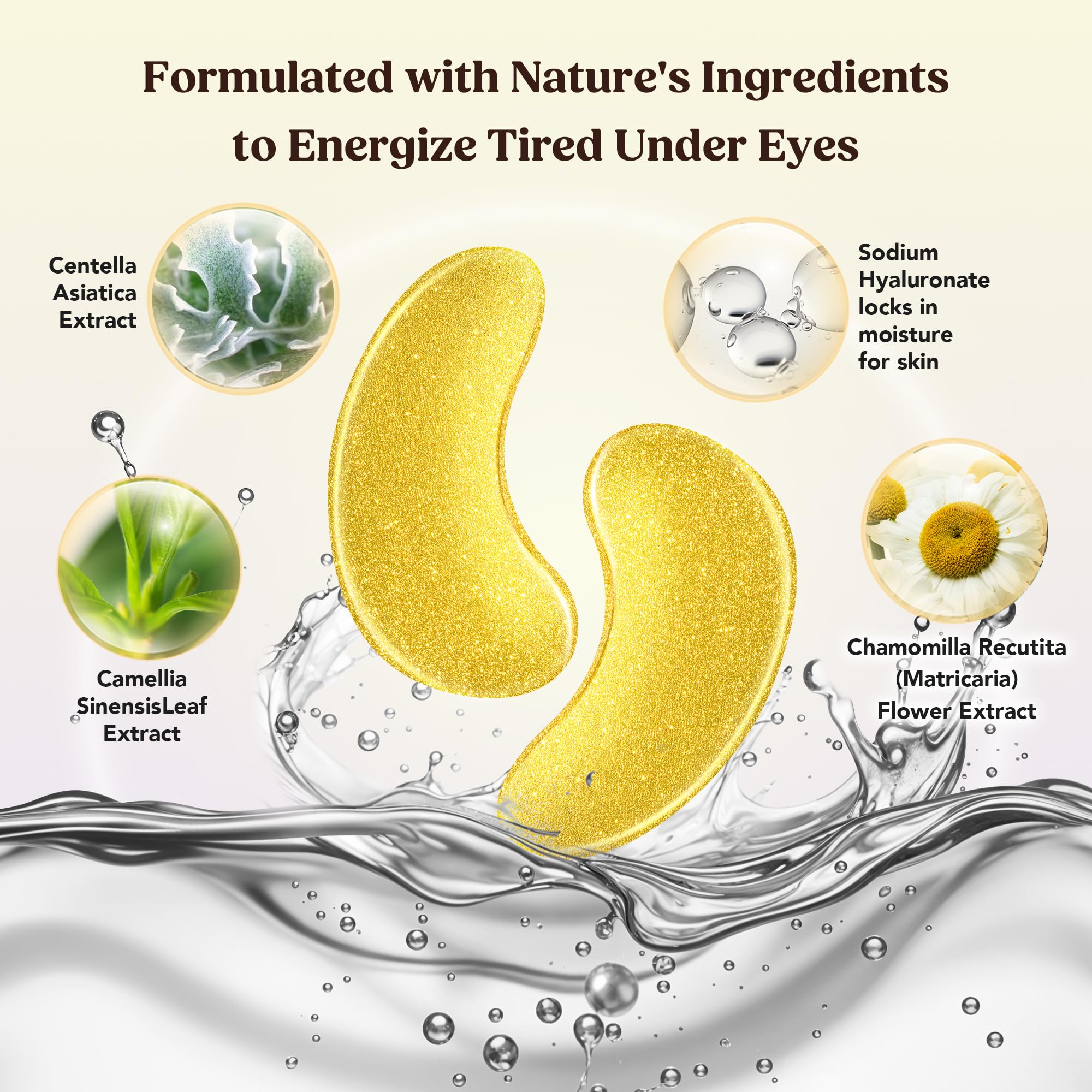 DERMORA Golden Glow Under Eye Patches – 15 Pairs | Refreshing, Rejuvenating Eye Gels