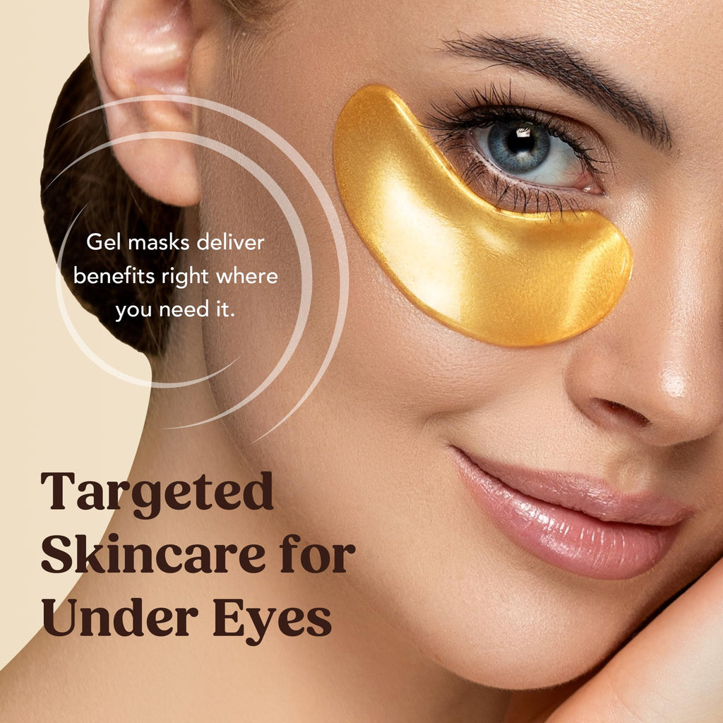DERMORA Golden Glow Under Eye Patches – 15 Pairs | Refreshing, Rejuvenating Eye Gels
