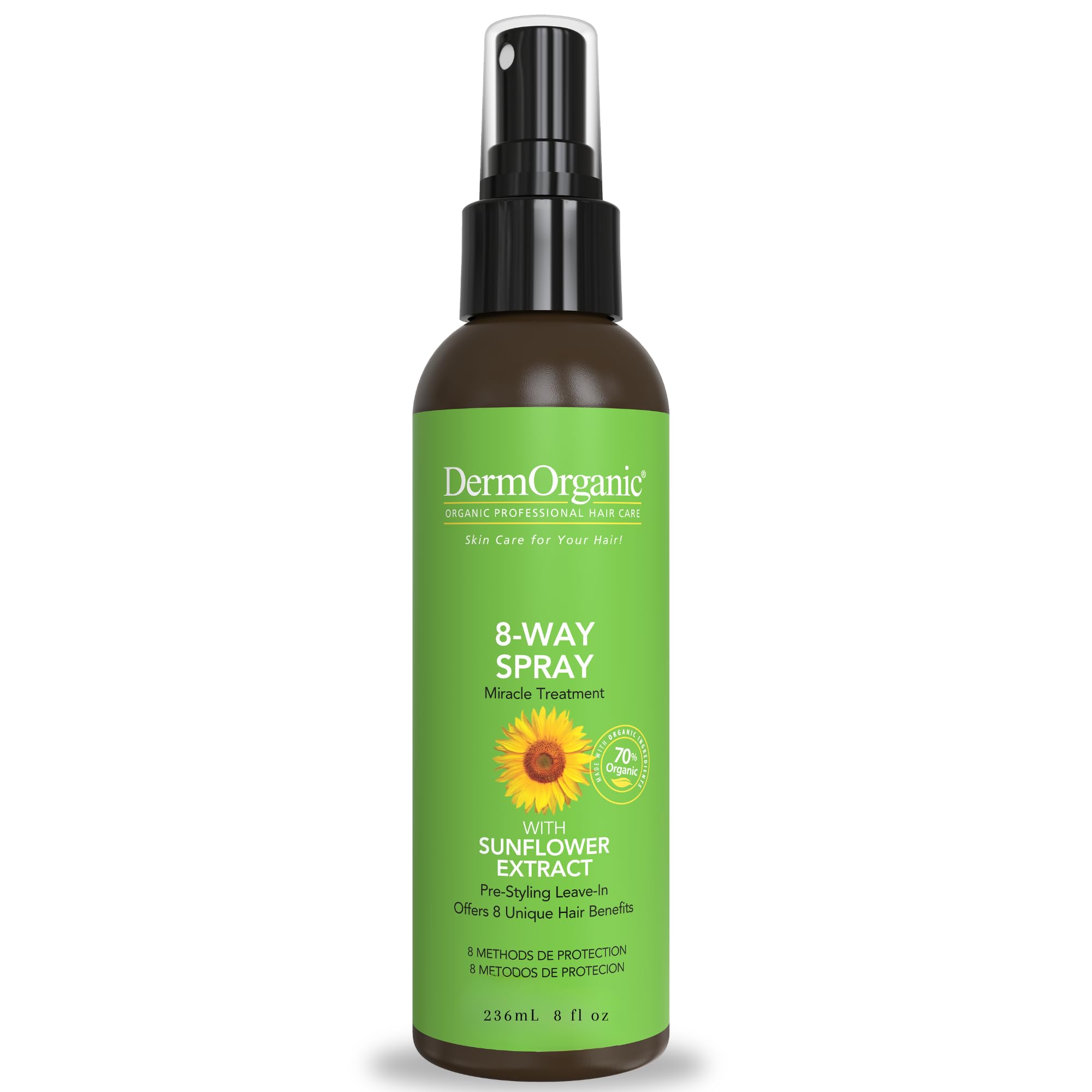 DermOrganic 8-Way Thermal Spray — Heat Protection, Color Guard & Frizz Control