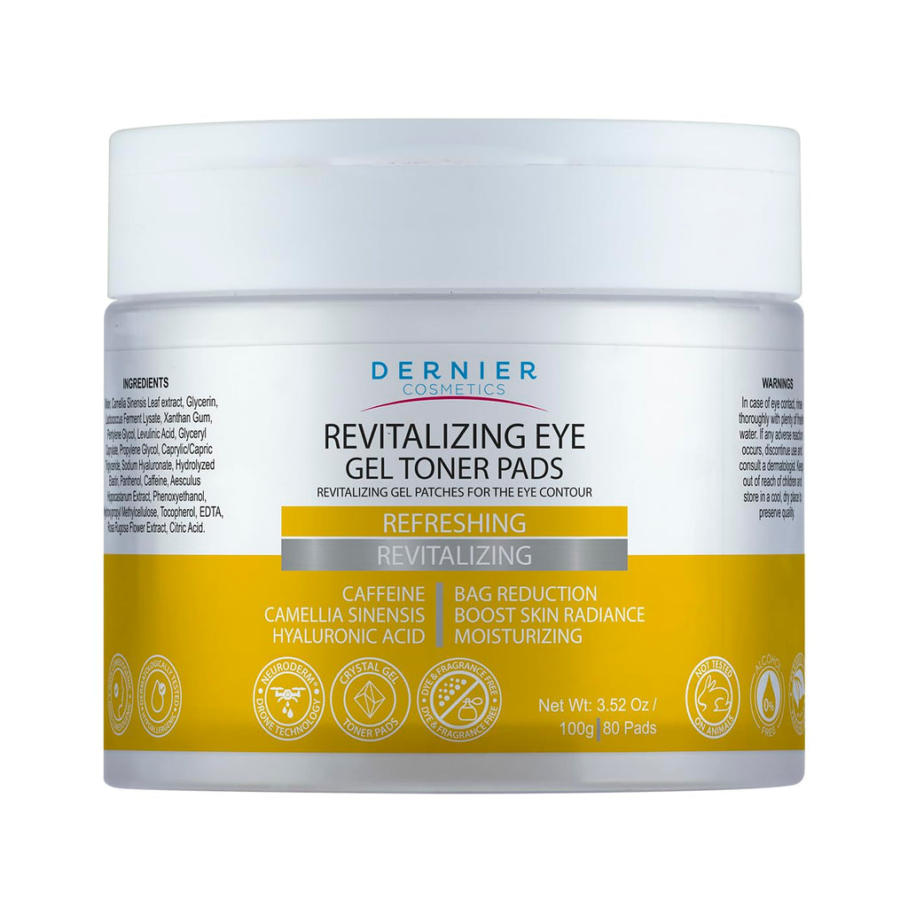 Dernier Under Eye Patches with Caffeine and Hyaluronic Acid | Hydrate, Refresh & Brighten Eye Contour – 100g (80 Pads)