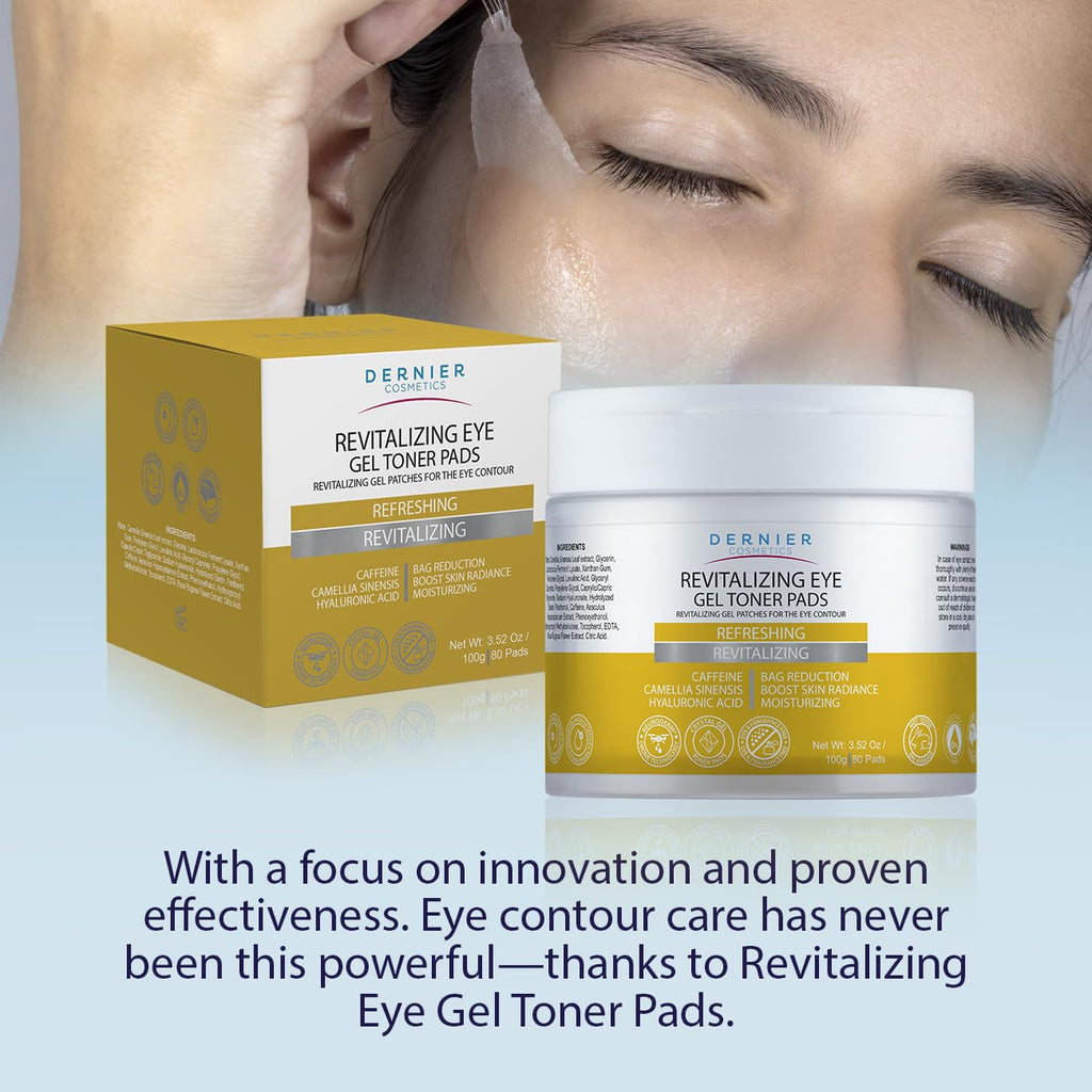 Dernier Under Eye Patches with Caffeine and Hyaluronic Acid | Hydrate, Refresh & Brighten Eye Contour – 100g (80 Pads)