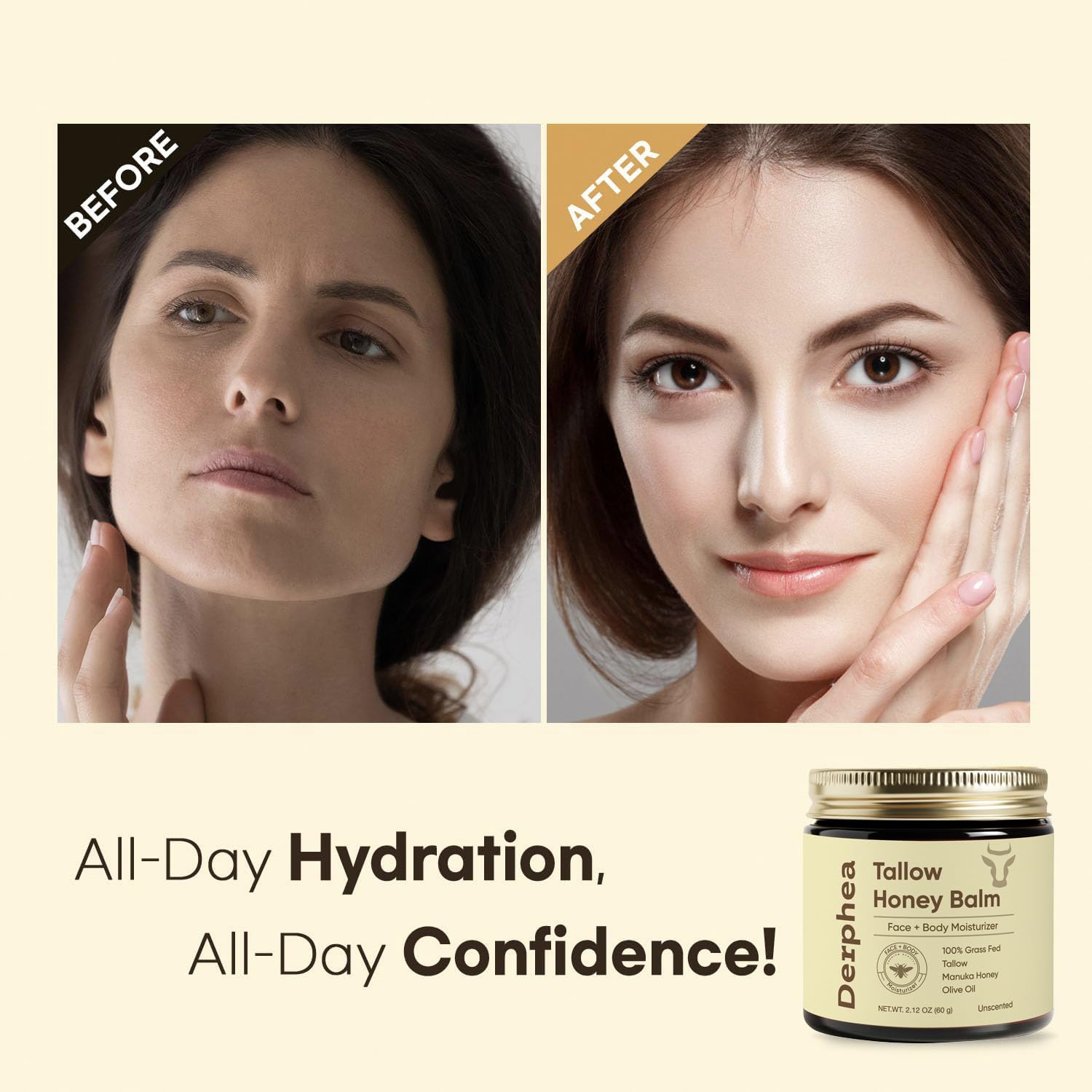 DERPHEA Crepey Skin Repair Cream – Manuka Honey & Olive Oil for Aging & Dry Skin