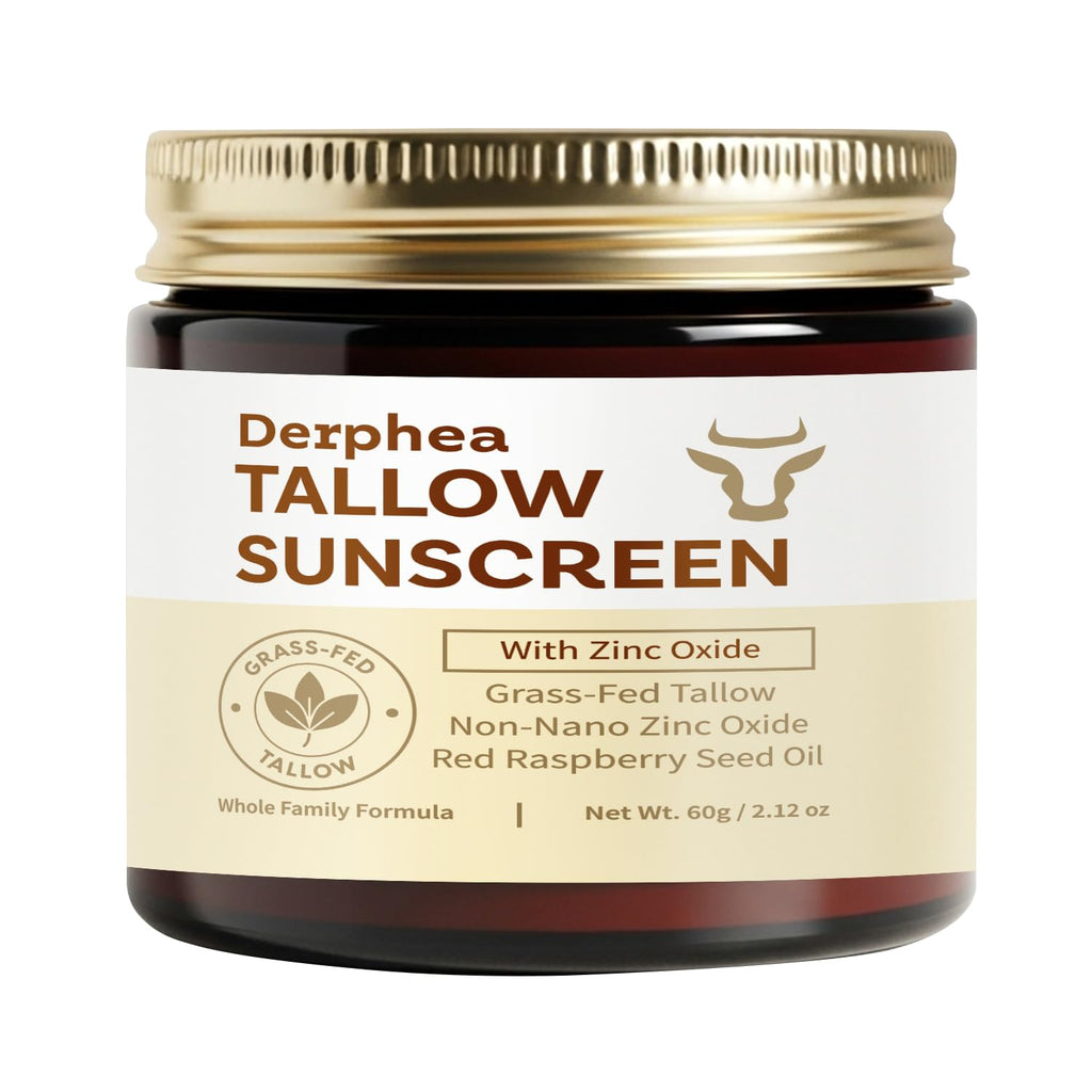 DERPHEA SPF 50 Natural Beef Tallow Sunscreen – Gentle Daily Sun Care for Extremely Sensitive, Acne-Prone & Kid-Safe Skin