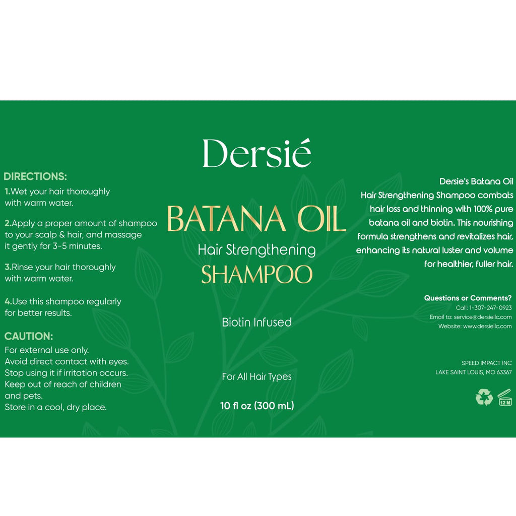 Dersie Batana Oil Shampoo – 10 fl oz for Natural Hair Growth & Nourishment