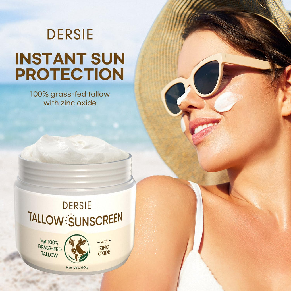 Dersie Beef Tallow Sunscreen with Zinc Oxide – Non-Greasy, Water-Resistant Sun Balm