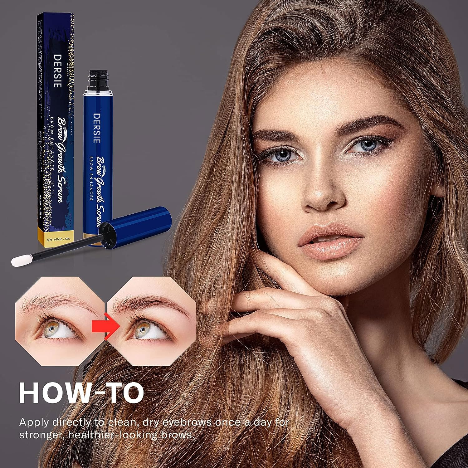 Dersie Eyebrow Growth Serum – 0.17 Fl Oz x 2 Pack | Brow Serum for Fuller Brows