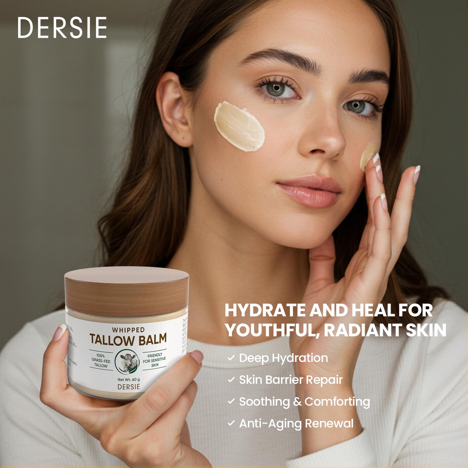 Dersie Whipped Tallow Cream – Deep Hydration from 100% Grass-Fed Beef Tallow