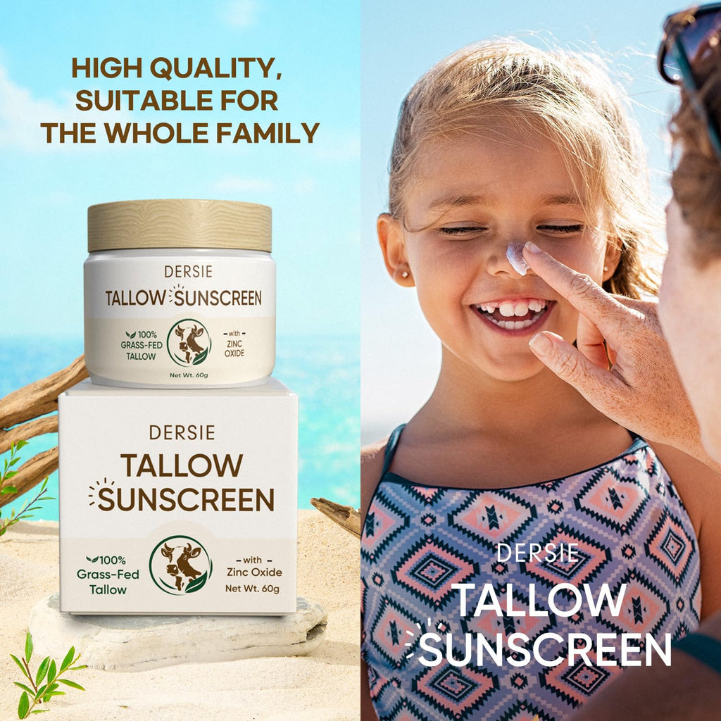 Dersie Beef Tallow Sunscreen with Zinc Oxide – Non-Greasy, Water-Resistant Sun Balm