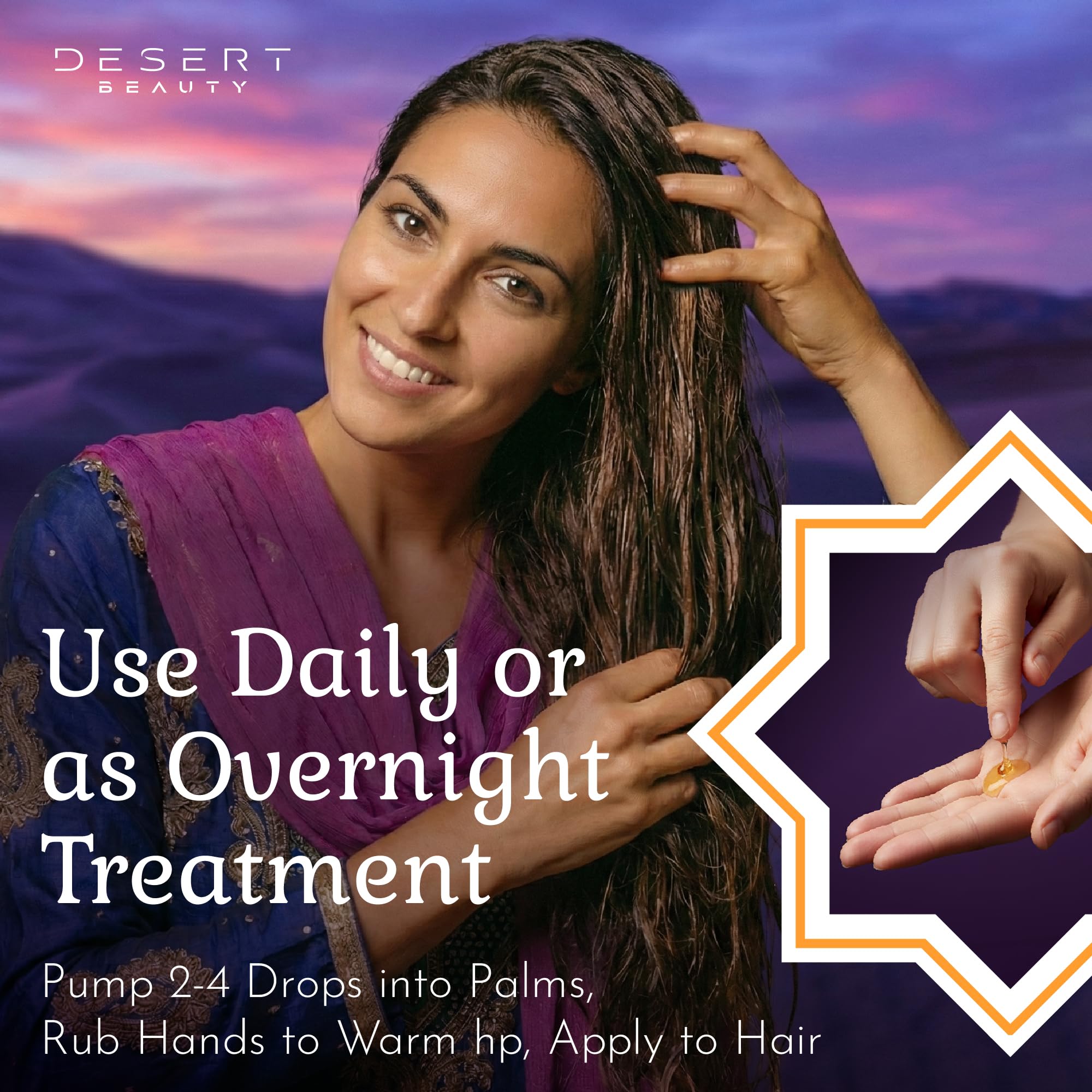 Desert Beauty Argan Oil for Hair – 4 oz Leave-In Treatment, Hydrating, Frizz Control, Cruelty Free (2 Pack)