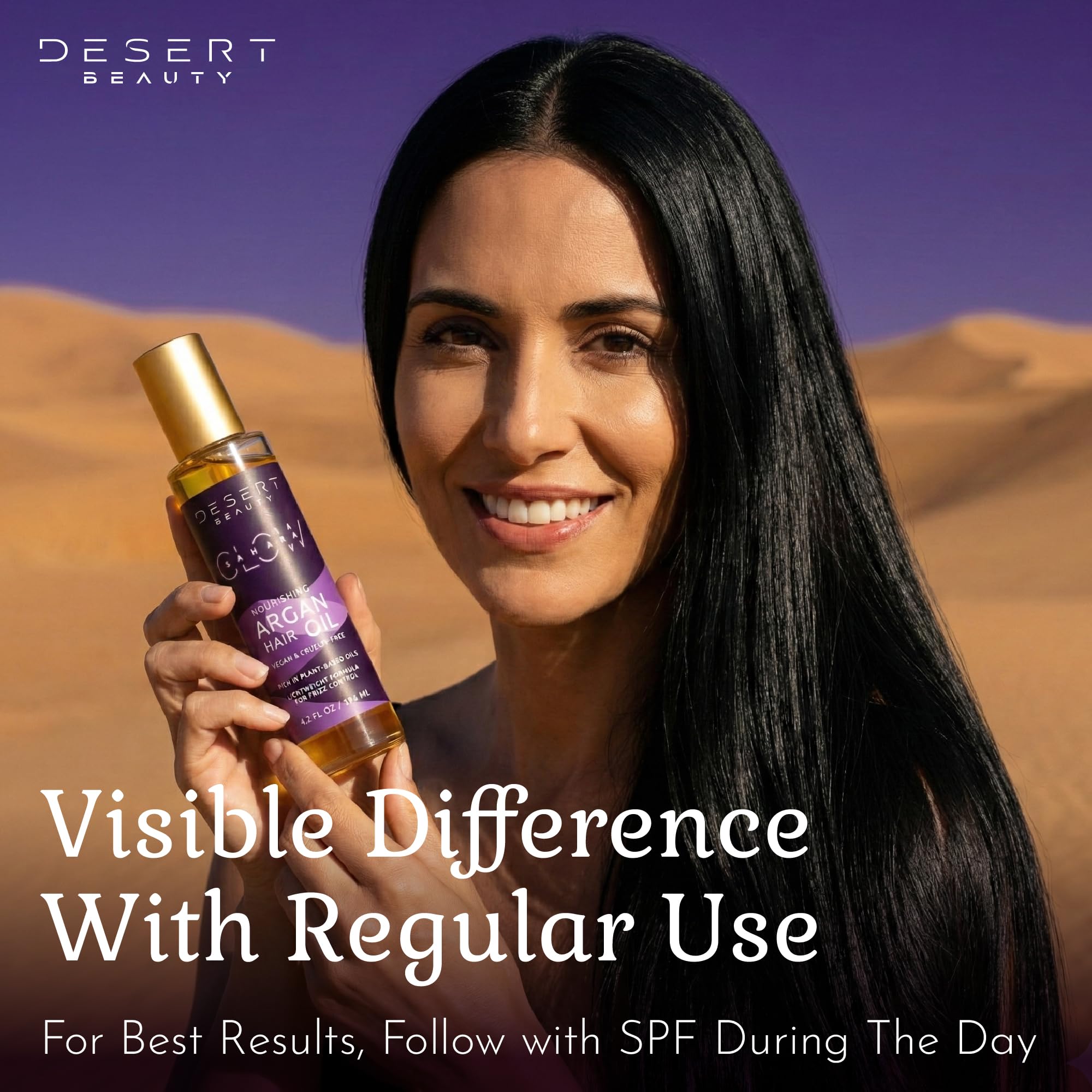 Desert Beauty Argan Oil for Hair – 4 oz Leave-In Treatment, Hydrating, Frizz Control, Cruelty Free (2 Pack)