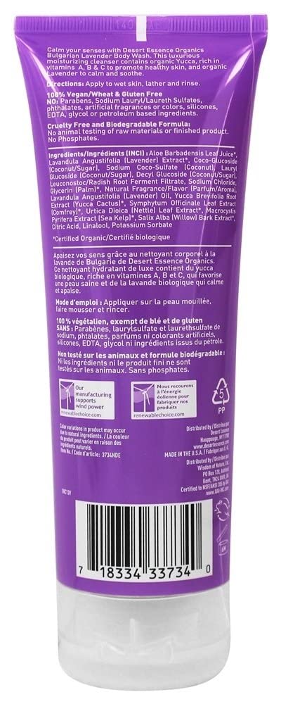 Desert Essence Bulgarian Lavender Body Wash – Gentle Cleansing and Soothing Skin (8 fl oz)