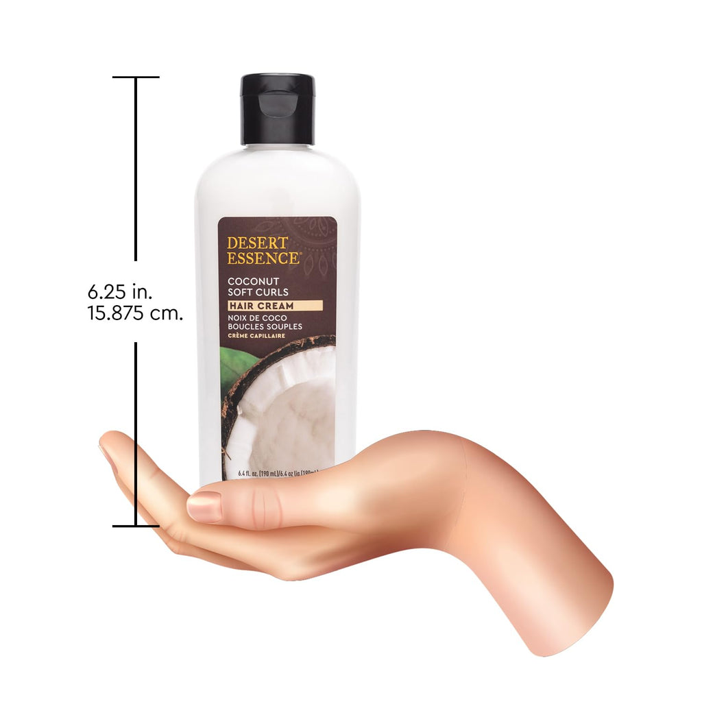 Desert Essence Coconut Soft Curls Hair Cream – Hydrating, Silicone-Free Curl Definer
