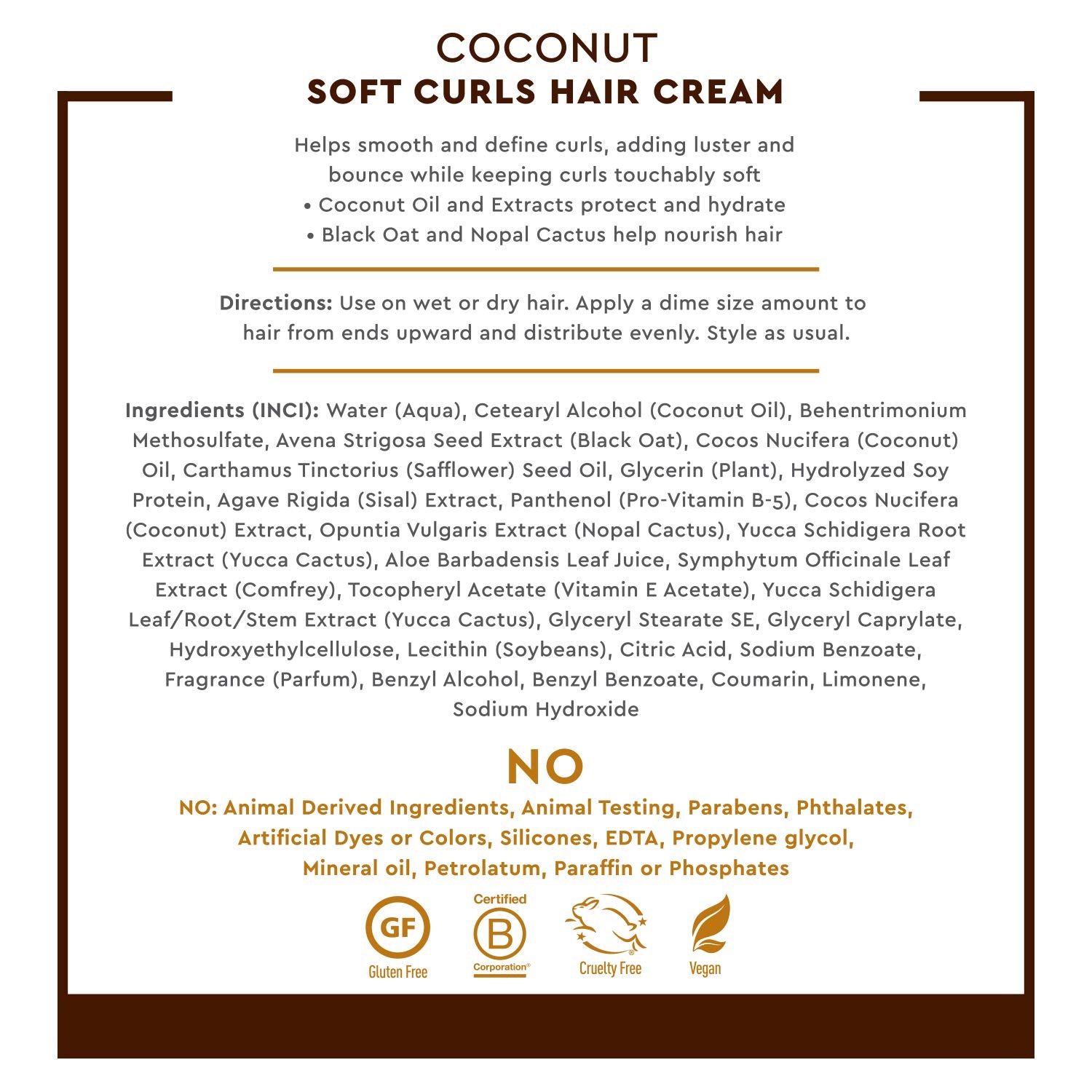 Desert Essence Coconut Soft Curls Hair Cream – Hydrating, Silicone-Free Curl Definer