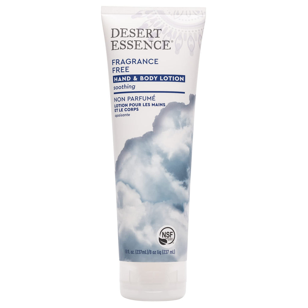 Desert Essence Fragrance Free Hand & Body Lotion – 8 oz | Aloe Vera, Shea Butter, Green Tea, Coconut Oil, Jojoba Oil