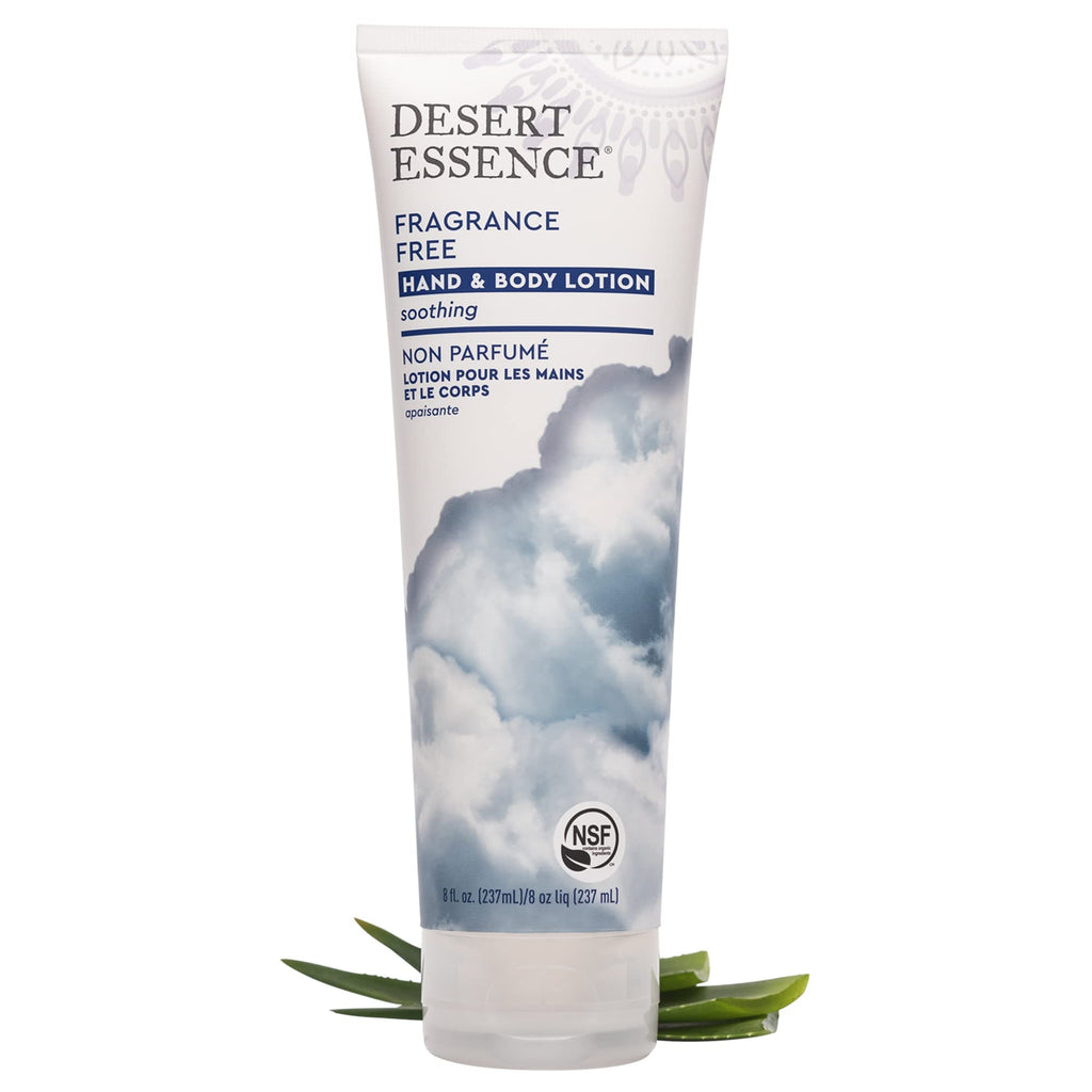 Desert Essence Fragrance Free Hand & Body Lotion – 8 oz | Aloe Vera, Shea Butter, Green Tea, Coconut Oil, Jojoba Oil