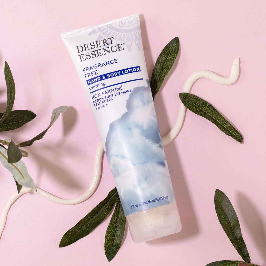 Desert Essence Fragrance Free Hand & Body Lotion – 8 oz | Aloe Vera, Shea Butter, Green Tea, Coconut Oil, Jojoba Oil