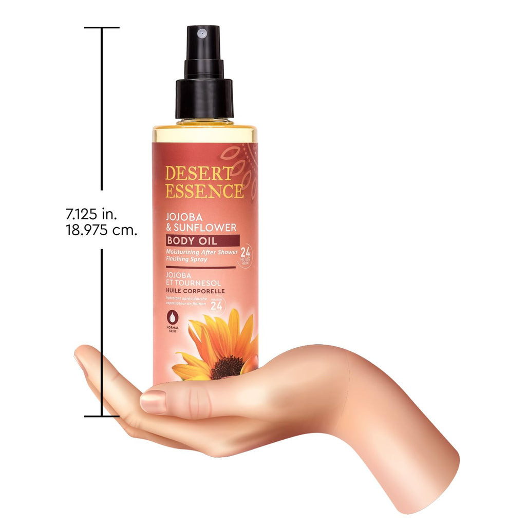 Desert Essence Jojoba & Sunflower Body Oil Spray – 8.28 fl oz (Pack of 2) – Vegan, Cruelty-Free