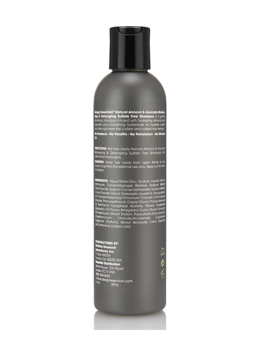 Design Essentials Almond & Avocado Moisturizing Detangling Shampoo – Sulfate-Free, 12 oz