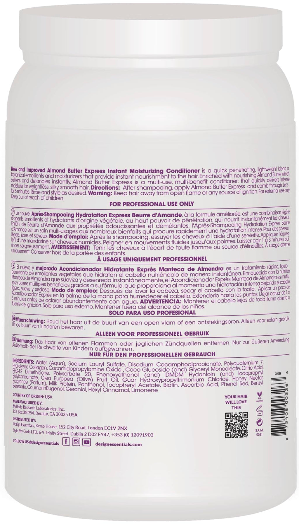 Design Essentials Almond Butter Express Instant Moisturizing Conditioner – 64 oz