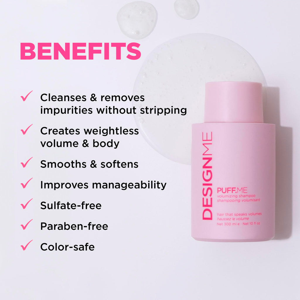 Design.Me PUFF.ME Volumizing Shampoo - Lightweight Body & Color-Safe Volume for Fine & Medium Hair
