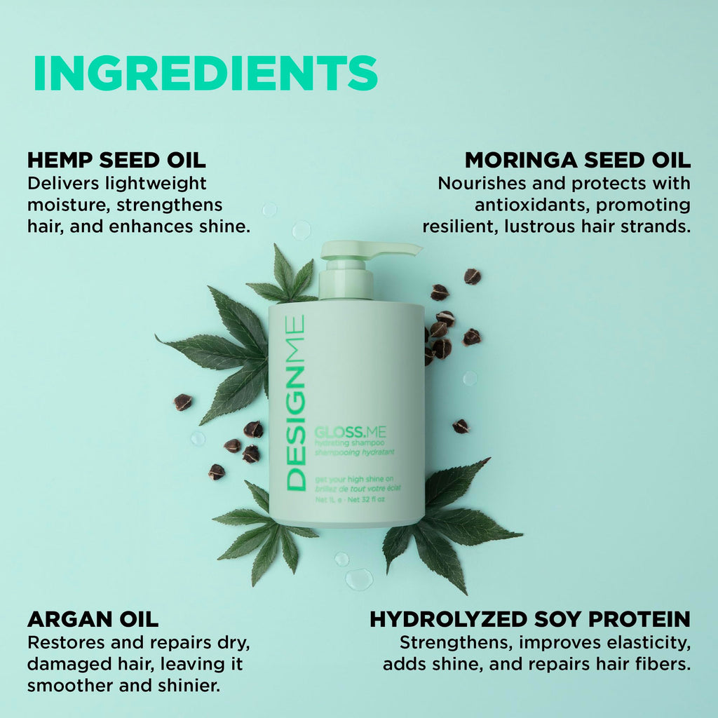 GLOSS.ME Hydrating Shampoo by DESIGNME | Hemp & Argan Oil for Softness & Shine | Color-Safe