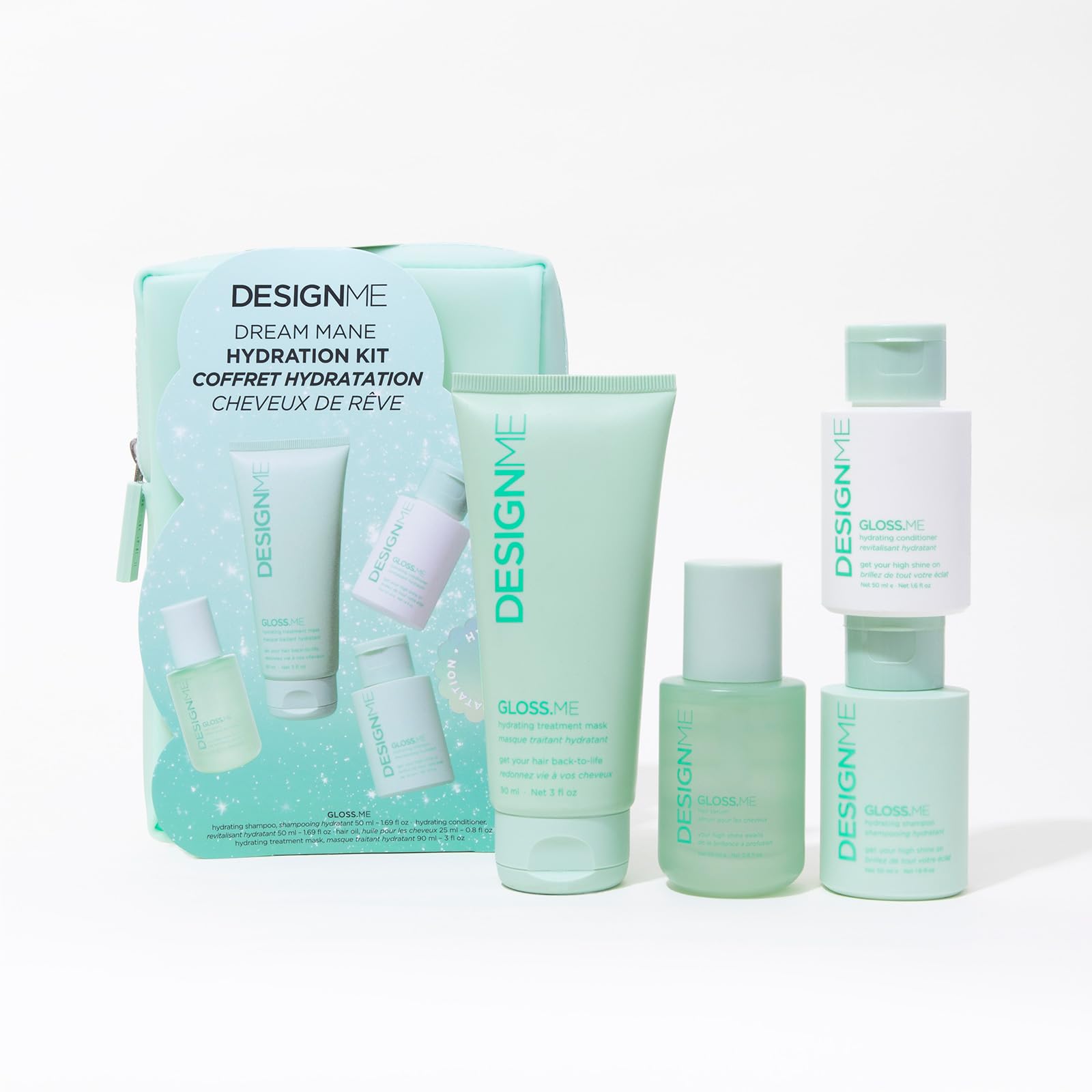 DESIGNME GLOSS.ME Hydration Kit – Argan Oil Shampoo, Conditioner, Mask & Hair Oil | Anti-Frizz & Shine | Sulfate-Free Holiday Set