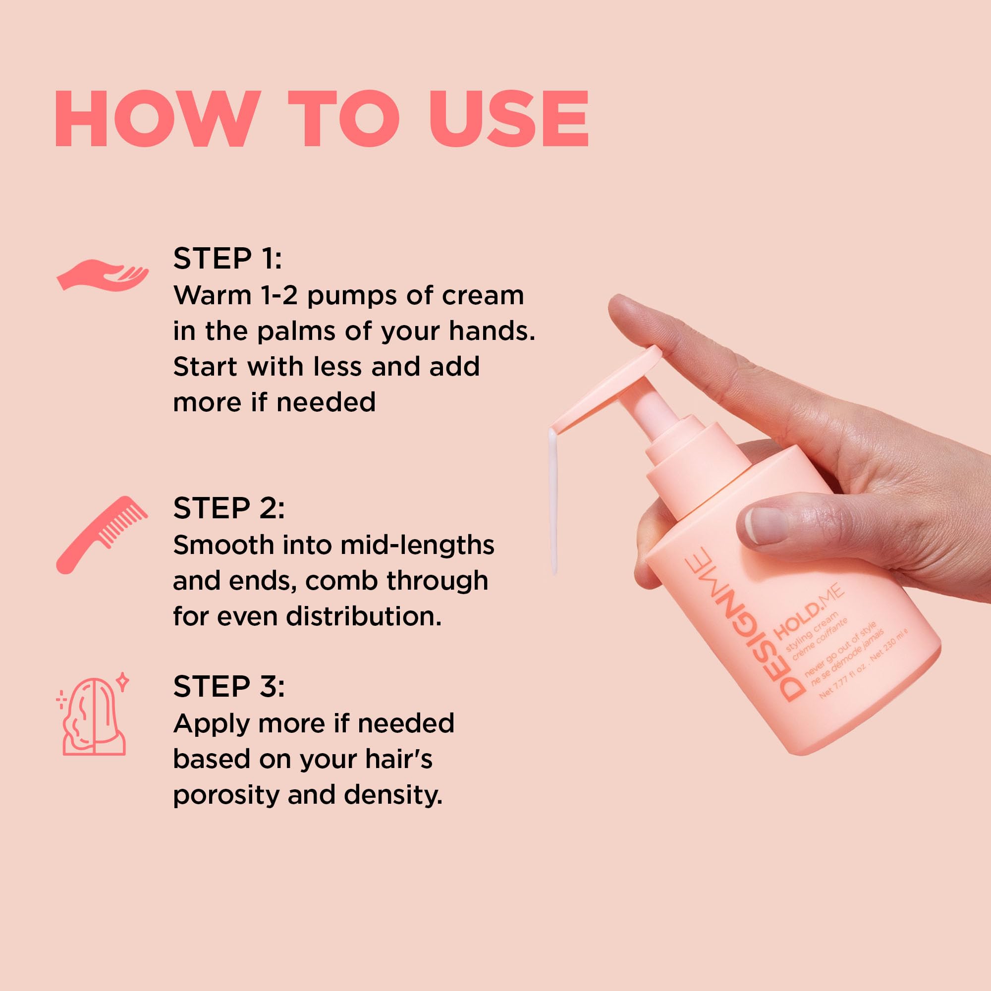 Design.Me HOLD.ME Styling Cream | Hydrating Hair Smoothing for Blowouts & Sleek Looks