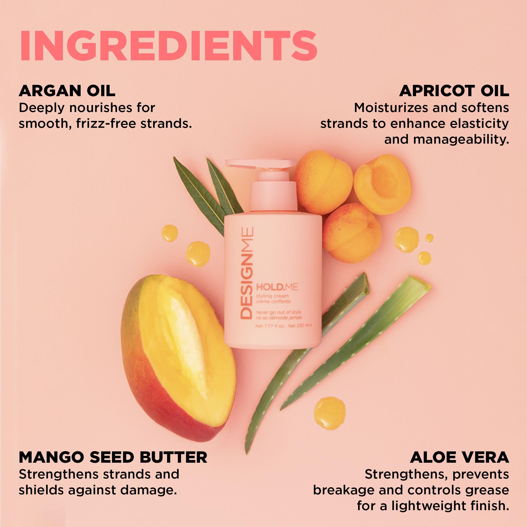 Design.Me HOLD.ME Styling Cream | Hydrating Hair Smoothing for Blowouts & Sleek Looks