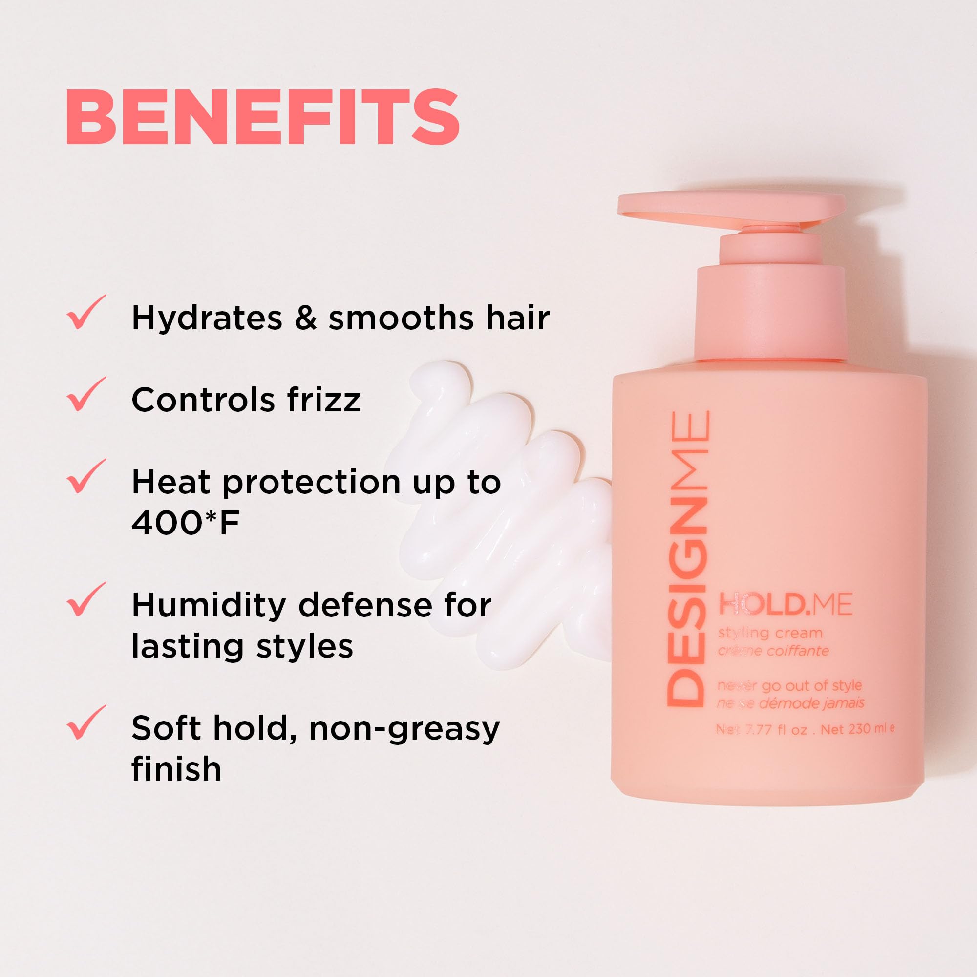 Design.Me HOLD.ME Styling Cream | Hydrating Hair Smoothing for Blowouts & Sleek Looks