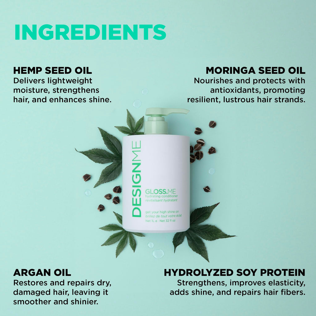 Design.Me Hydrating Conditioner - 32 Fl Oz - Hemp & Argan Oil for Damaged Hair - Color Safe