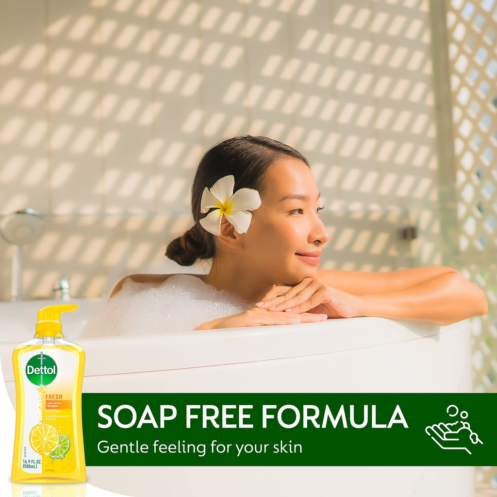 Dettol Fresh Body Wash – Yuzu Citrus Scent, 16.9 oz