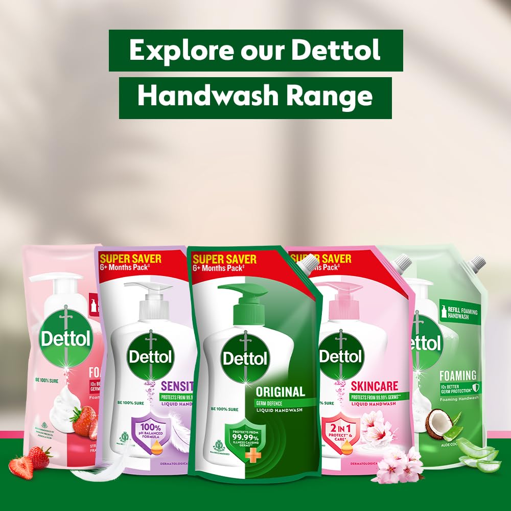 Dettol Skincare Liquid Handwash | 875ml x 2 | Germ Protection & Plant-Derived Cleaners