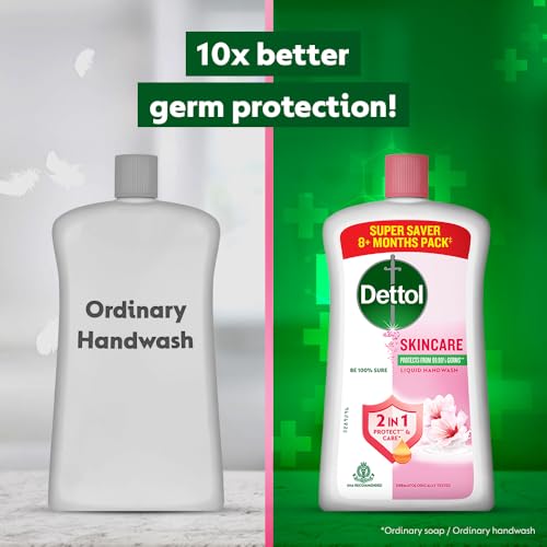 Dettol Skincare Liquid Handwash | 875ml x 2 | Germ Protection & Plant-Derived Cleaners