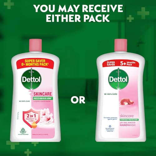 Dettol Skincare Liquid Handwash | 875ml x 2 | Germ Protection & Plant-Derived Cleaners